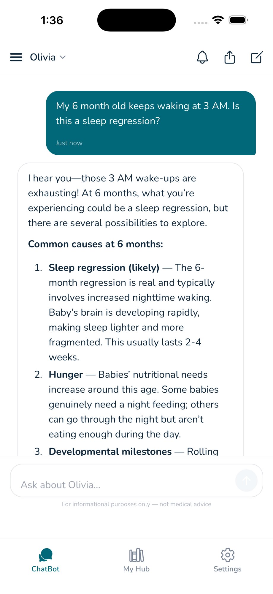 ParentingAI sleep regression conversation